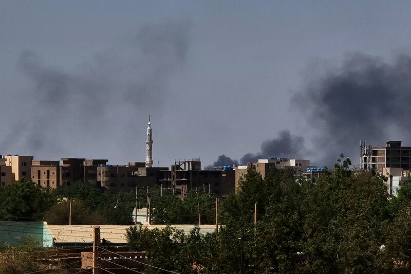 Smoke billows over Khartoum during fighting between the Sudanese military and the Rapid Support Forces.  AFP