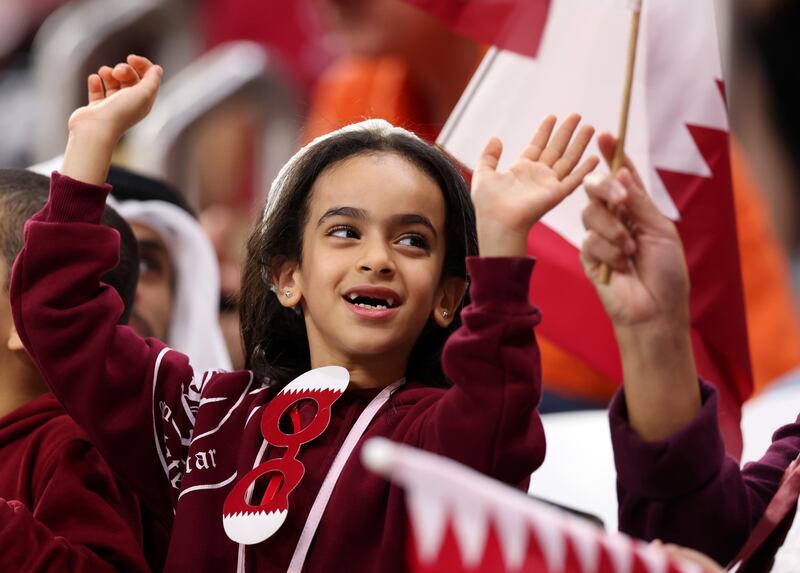 A young Qatar fan at the game. Getty 