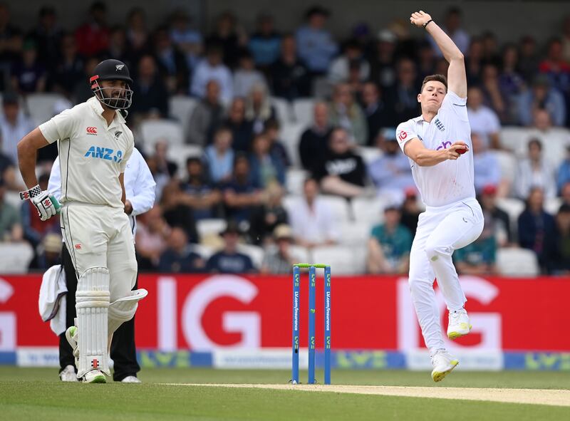 England's Matthew Potts in his delivery stride. Getty 