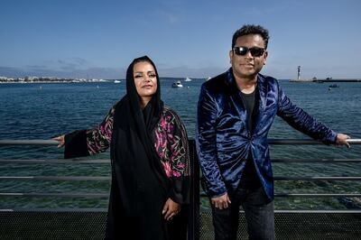 Nayla Al Khaja and A R Rahman at the 75th Cannes International Film Festival. Photo: Ammar Abd Rabbo