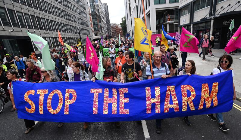 Protesters in central London. EPA