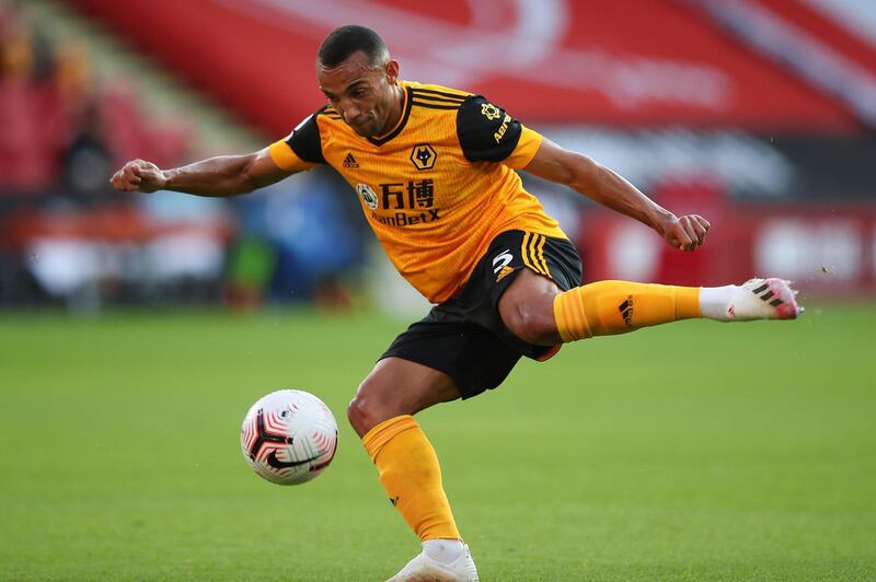 SHEFFIELD, ENGLAND - SEPTEMBER 14: Fernando Marcal of Wolverhampton Wanderers during the Premier League match between Sheffield United and Wolverhampton Wanderers at Bramall Lane on September 14, 2020 in Sheffield, United Kingdom. (Photo by Robbie Jay Barratt - AMA/Getty Images)