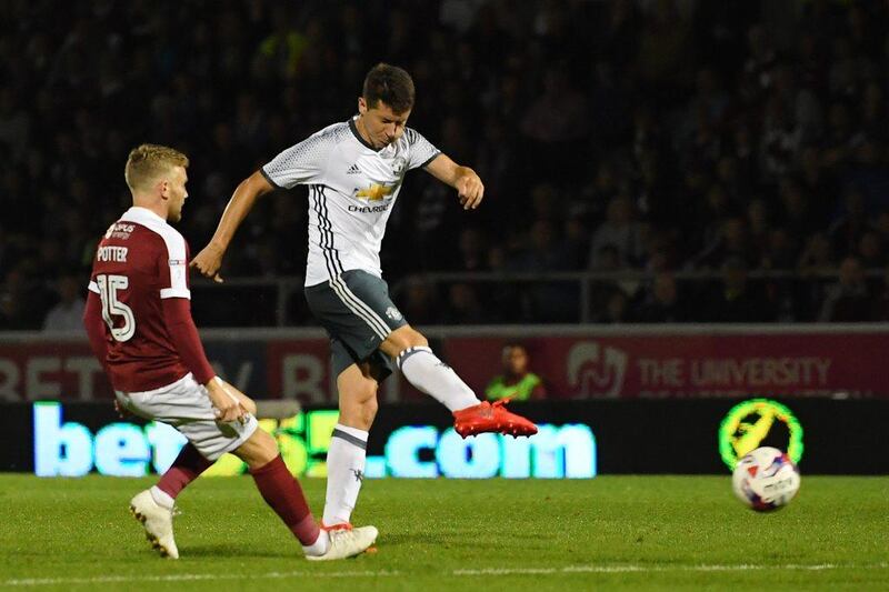 Ander Herrera of Manchester United scores his side’s second goal. Laurence Griffiths / Getty Images