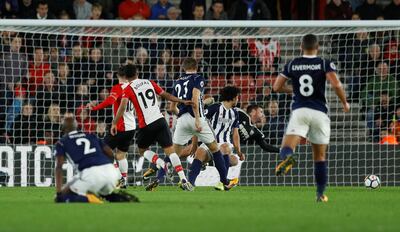 Soccer Football - Premier League - Southampton vs West Bromwich Albion - St Mary's Stadium, Southampton, Britain - October 21, 2017   Southampton's Sofiane Boufal scores their first goal                      REUTERS/Peter Nicholls    EDITORIAL USE ONLY. No use with unauthorized audio, video, data, fixture lists, club/league logos or "live" services. Online in-match use limited to 75 images, no video emulation. No use in betting, games or single club/league/player publications. Please contact your account representative for further details.
