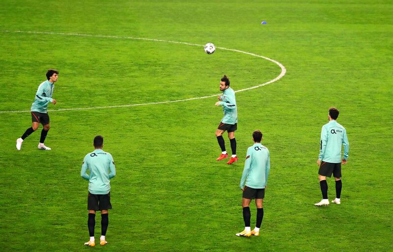 Portugal players training in Split. EPA