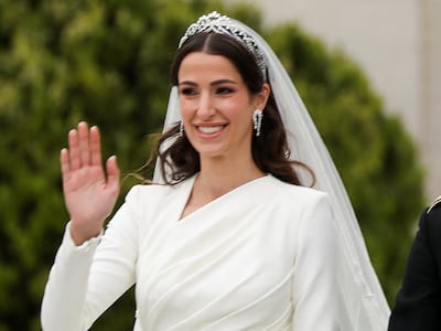 Princess Rajwa in Elie Saab at her wedding ceremony. Reuters 