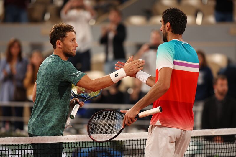 Casper Ruud of Norway defeated Marin Cilic of Croatia in their French Open semi-final. Getty