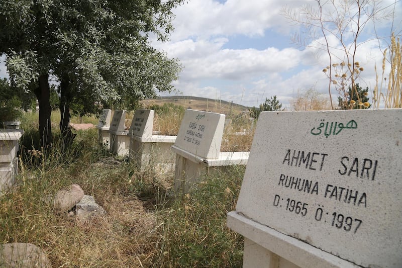 Many of the headstones in Kalfat’s graveyard bear the word “sari”, Turkish for yellow. EPA Special Commission