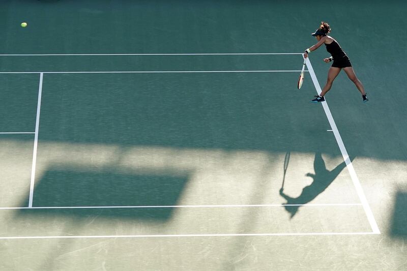 Misaki Doi o serves against Donna Vekic  the Toray Pan Pacific Open in Osaka, Japan, on Thursday. Getty