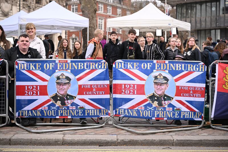 Members of the public attend the service outside Westminster Abbey. Getty Images