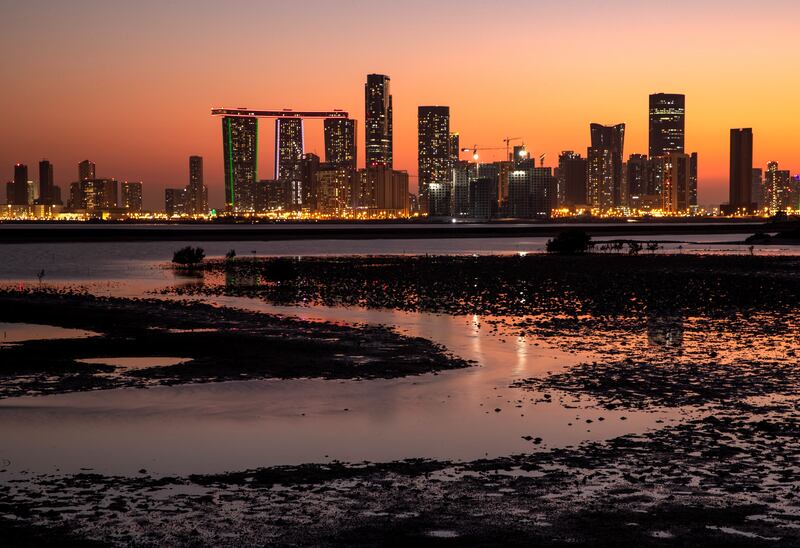 Reem Island has transformed Abu Dhabi's skyline as can be seen in this shot from Saadiyat Island. Victor Besa / The National