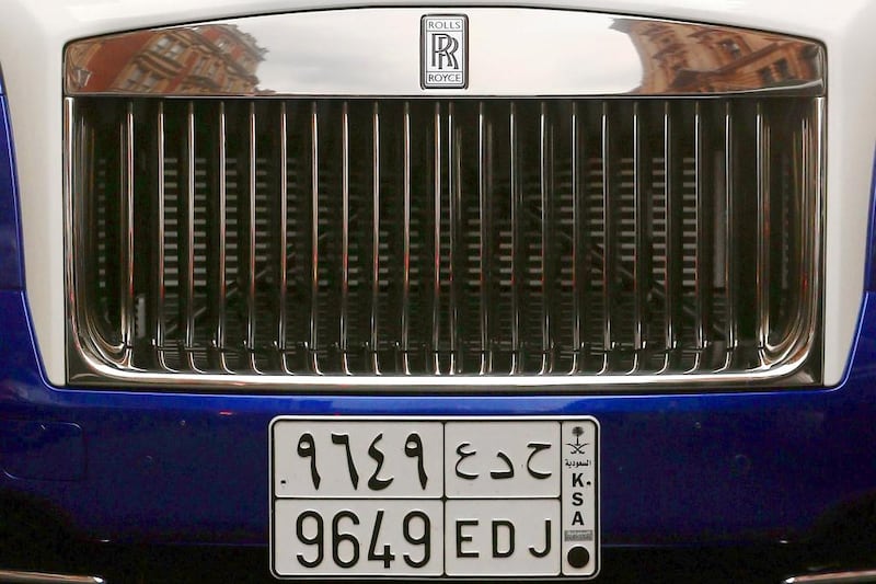 A Rolls Royce drives with licence plates from Saudi Arabia. A fleet of supercars have taken over the posh districts of London, many of them driven by wealthy Arab tourists escaping the summing heat back home. Dan Kitwood / Getty Images