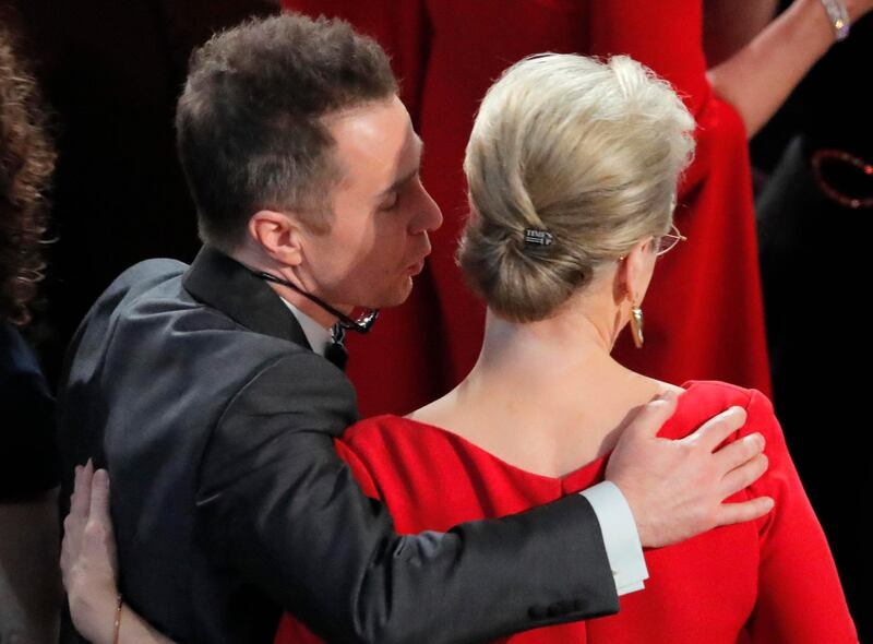 Sam Rockwell is truly in the 'Meryl moment' here. Meryl's all, 'I know, I know'. Reuters