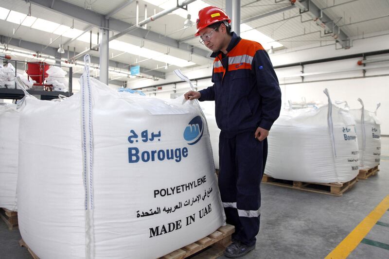 A storage unit at the Borouge compounding plant in Shanghai. Qilai Shen / The National