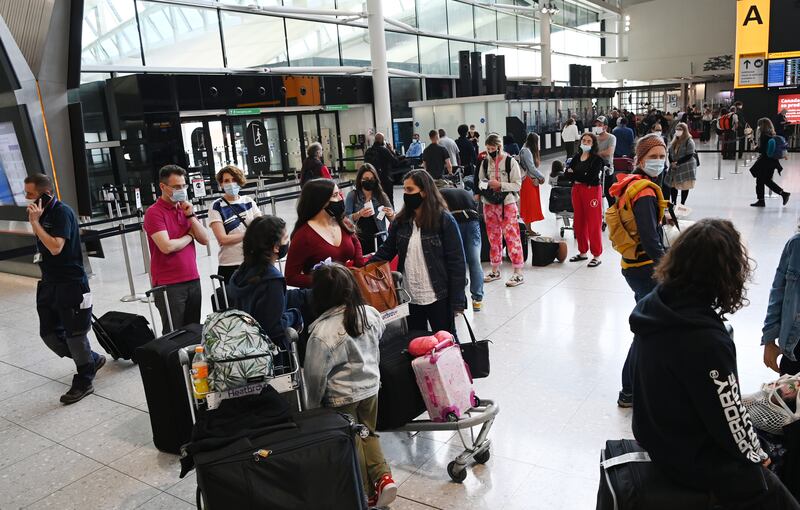 Passengers complained of quarter-mile queues at Heathrow Airport at the weekend. EPA