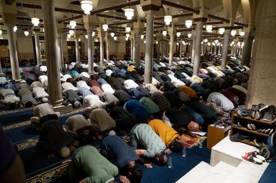 Prayer time at Al Azhar mosque. Mahmoud Nasr / The National