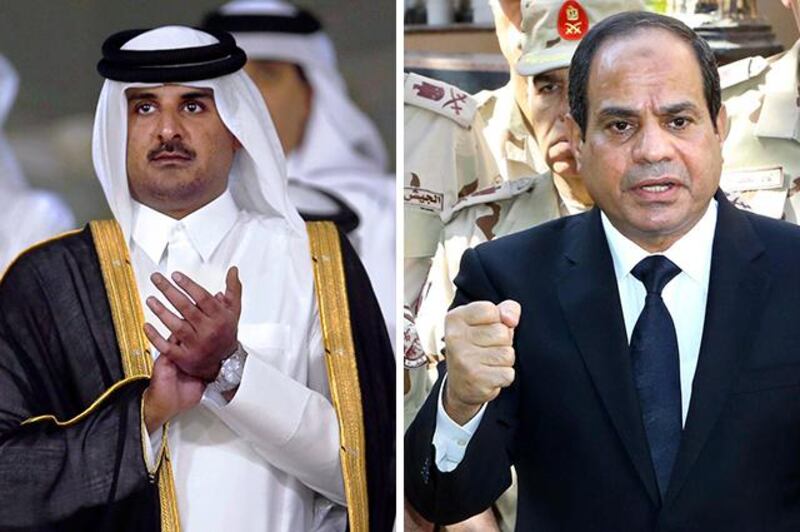 Qatar's Crown Prince Sheikh Tamim bin Hamad Al Thani (left) and Egyptian president Abdel Fattah El Sisi. Both countries are on the road to reconciliation thanks to a Saudi-sponsored bid. Reuters.