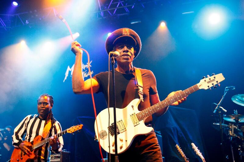 British reggae musician Eddy Grant (born Edmond Montague Grant), right and Thuthu Cele, left, performs on the stage of the Stravinski hall during the 42nd Montreux Jazz Festival in Montreux, Switzerland, late Wednesday, July 16, 2008. The Montreux Jazz Festival runs from July 4 to July 19. (AP Photo/KEYSTONE/Jean-Christophe Bott)