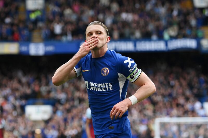 Conor Gallagher celebrates after scoring Chelsea's second goal. Getty Images