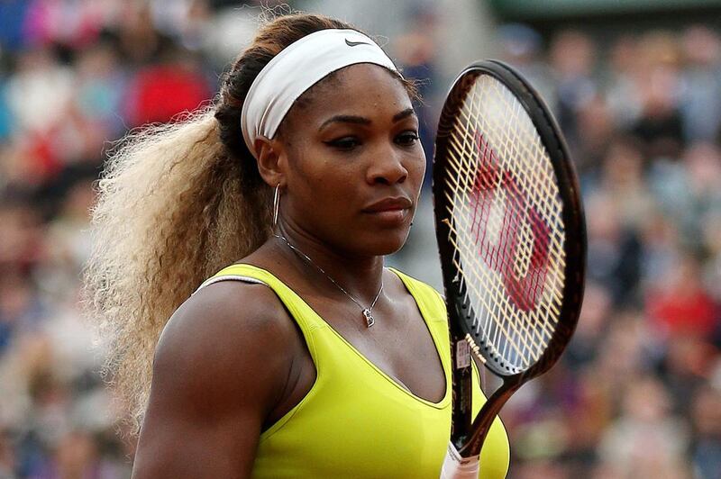 Serena Williams reacts during her loss at the French Open to Garbine Muguruza. Matthew Stockman / Getty Images / May 28, 2014