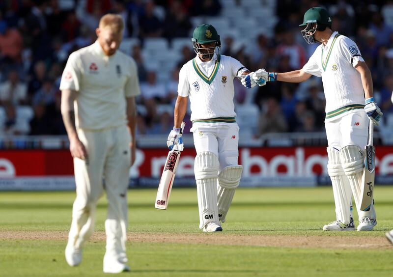 Cricket - England vs South Africa - Second Test - Nottingham, Britain - July 14, 2017   South Africa's Vernon Philander celebrates his half century with Chris Morris   Action Images via Reuters/Carl Recine