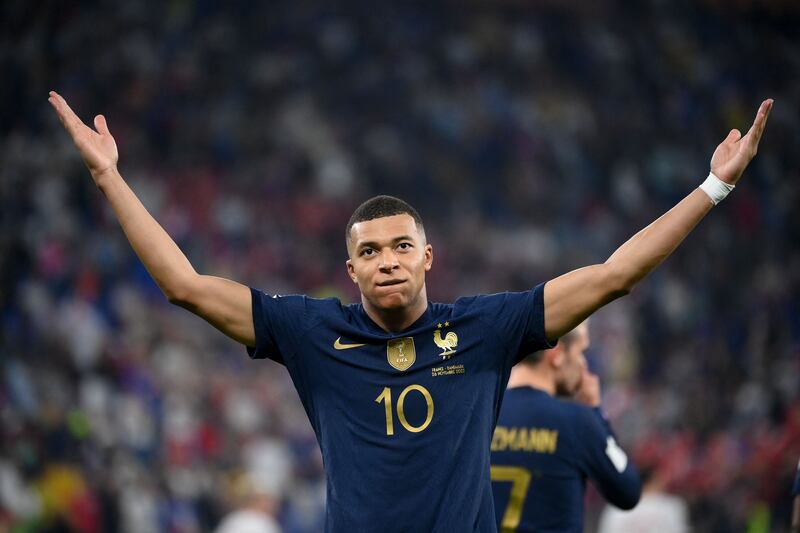 Mbappe after the first goal. AFP