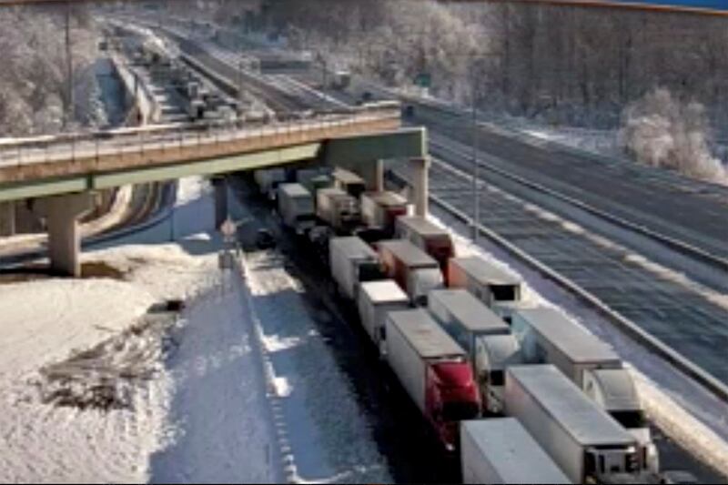Authorities worked to reopen an icy stretch of Interstate 95 closed after the storm. Photo: Virginia Department of Transport