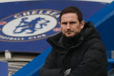 (FILES) In this file photo taken on January 10, 2021 Chelsea's English head coach Frank Lampard looks on from the touchline before kick off of the English FA Cup third round football match between Chelsea and Morecambe at Stamford Bridge in London - Frank Lampard returns to Chelsea as caretaker boss according to the club, April 6.  (Photo by Adrian DENNIS / AFP) / RESTRICTED TO EDITORIAL USE.  No use with unauthorized audio, video, data, fixture lists, club/league logos or 'live' services.  Online in-match use limited to 120 images.  An additional 40 images may be used in extra time.  No video emulation.  Social media in-match use limited to 120 images.  An additional 40 images may be used in extra time.  No use in betting publications, games or single club/league/player publications.   /  