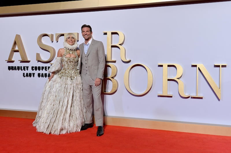 LONDON, ENGLAND - SEPTEMBER 27:  Lady Gaga and Bradley Cooper at 'A Star Is Born' UK Premiere at Vue West End on September 27, 2018 in London, England.  (Photo by Jeff Spicer/Getty Images for Warner Bros)