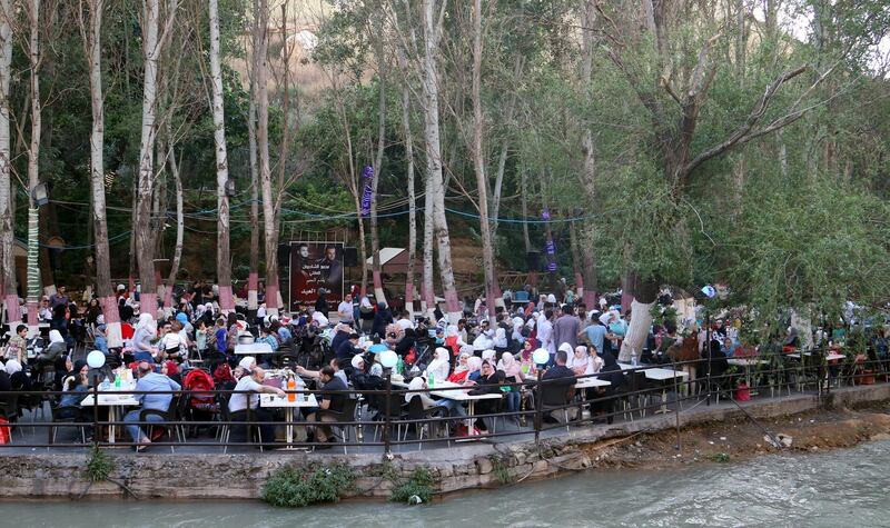 Syrians gather at a restaurant in Damascus, Syria.  EPA