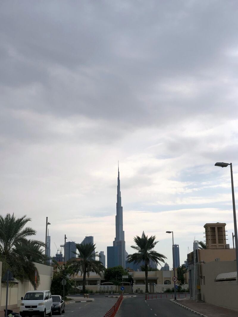 Dark clouds over the Burj Khalifa on Friday. Rory Reynolds.