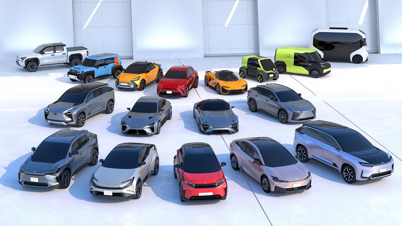 Toyota unveiled a battery of EV vehicles for the future like a child showing off his Hot Wheels collection.