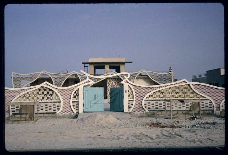 '50U' includes a collection of archival photographs, some of which were taken by US photographer Eve Arnold when she travelled the Gulf in the early 1970s. This is an undated photo of a house in Dubai. Photo: Eve Arnold Papers. Yale Collection of American Literature, Beinecke Rare Book and Manuscript Library