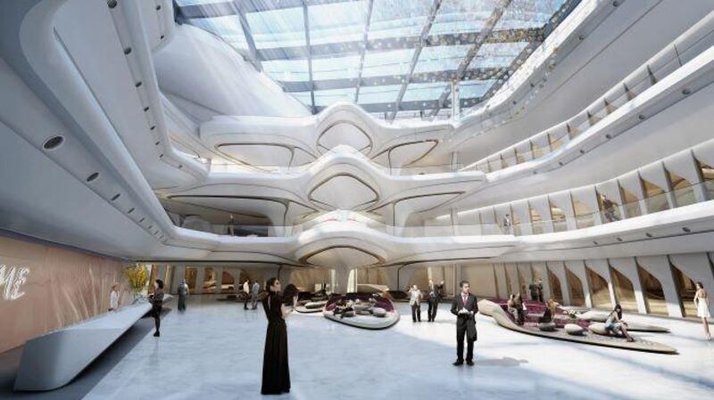 The atrium of the ME by Melia hotel in Business Bay, designed by the late Zaha Hadid. Courtesy Melia