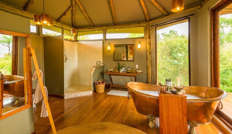 The bathroom of a tent at Sala’s Camp. Courtesy The Safari Collection