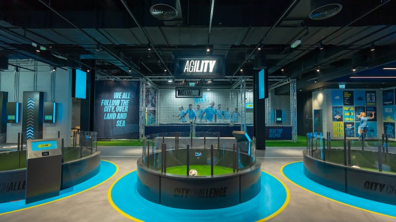 The Manchester City pop-up features football-themed games and challenges. Photo: Yas Mall