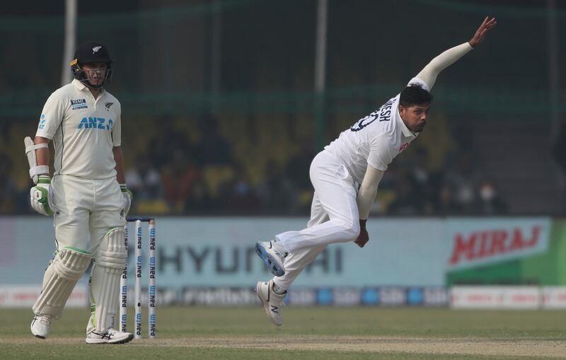 India's Umesh Yadav bowls during the Kanpur Test on Friday. AP