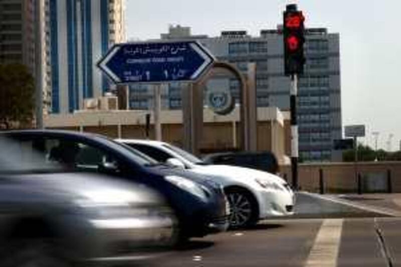 United Arab Emirates - Abu Dhabi - February 6 - 2010: Partial view of one of the timed pedestrian crosswalks at the intersection of Khaleej Al Arabi street and Corniche Road. (Manuel Salazar for The National) *** Local Caption ***  MS_CROSSWLK6.jpg