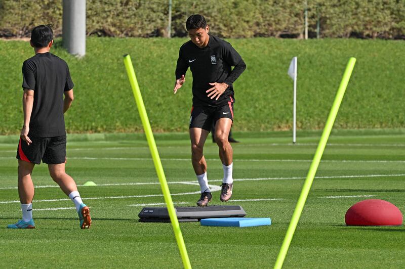 Jung Woo-young takes part in a training session at Al Egla training centre. APF