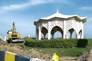 Some of the concrete canopies on Sheikh Zayed bin Sultan Street have been dismantled. Victor Besa / The National 