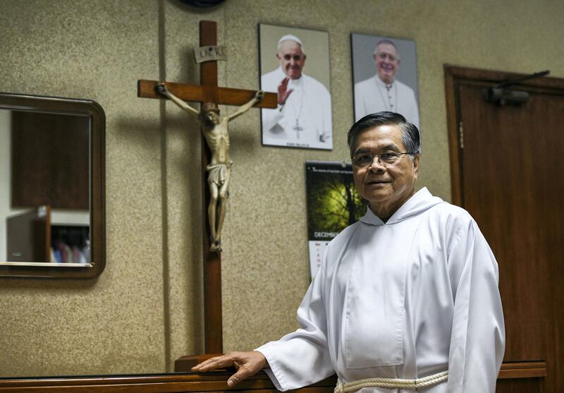 Abu Dhabi, United Arab Emirates - Father Tory De Los Santos at St. JosephÕs Cathedral in Mushrif. Khushnum Bhandari for The National
