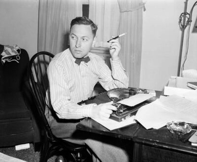 Playwright Tennessee Williams at his typewriter in New York in 1940. AI could attempt to copy his works to create new material, but experts say it would fail to match the same standard. AP 