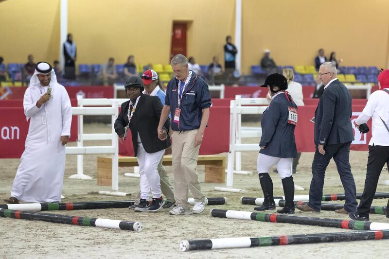 ABU DHABI, UNITED ARAB EMIRATES. 16 MARCH 2019. Special Olympics action at Al Forsan. Contender walking the course before competing (Photo: Antonie Robertson/The National) Journalist: None: National.