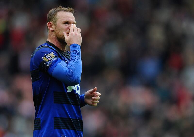 SUNDERLAND, ENGLAND - MAY 13:  Wayne Rooney of Manchester United looks dejected after the Barclays Premier League match between Sunderland and Manchester United at the Stadium of Light on May 13, 2012 in Sunderland, England.  (Photo by Michael Regan/Getty Images)