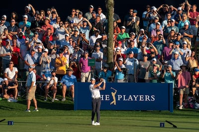 March 12, 2020; Ponte Vedra Beach, Florida, USA; Rory McIlroy hits his tee shot on the 17th hole during the first round of the 2020 edition of The Players Championship golf tournament at TPC Sawgrass - Stadium Course. Mandatory Credit: Kyle Terada-USA TODAY Sports