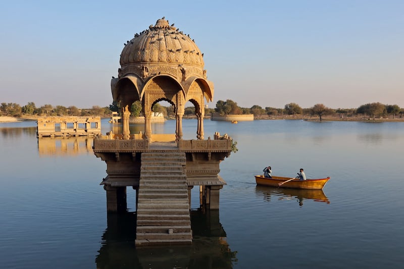 A shrine in Gadisar Lake in Jaisalmer in India's desert state of Rajasthan. AFP