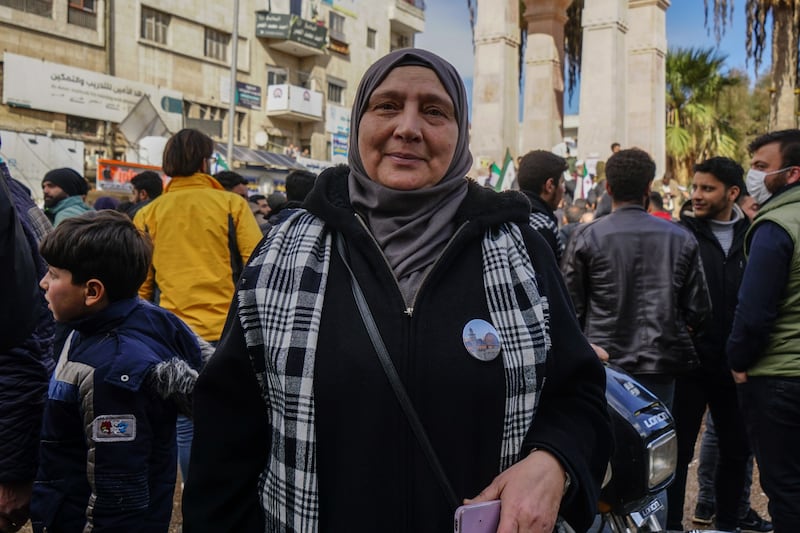 Shada Barakat told The National that one of her children was detained by the Assad regime while her husband had 'died due to oppression, and I am demonstrating here until I feel that I can do something to take revenge on this regime'