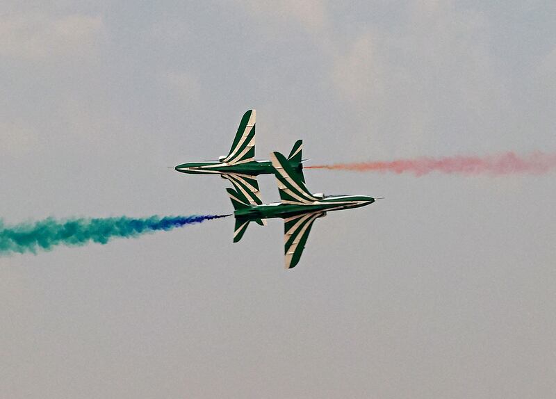 Airborne stunts from the Saudi Hawks.