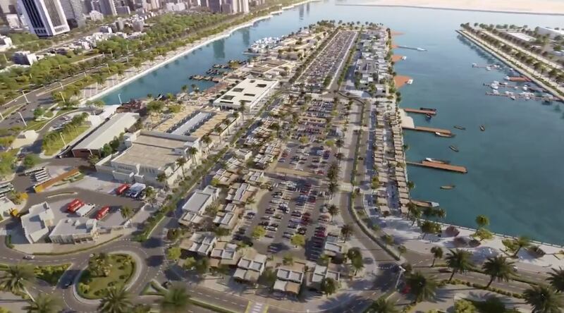 A screengrab of a video showing renderings of a planned renovation of Mina Zayed. Courtesy: Abu Dhabi Government Media Office