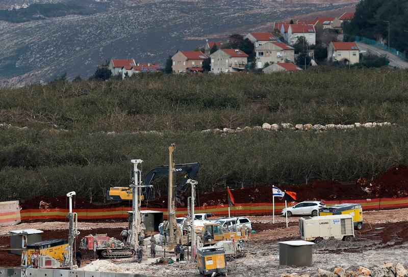 Israeli military equipment near Kafr Kila, Lebanon. AP Photo